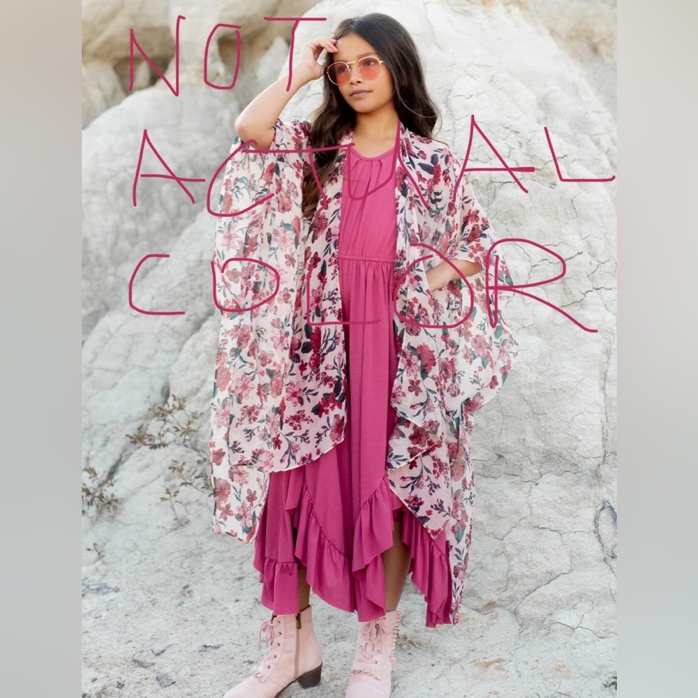 Joyfolie Mia Joy Avalon Duster nude blush floral - size youth small